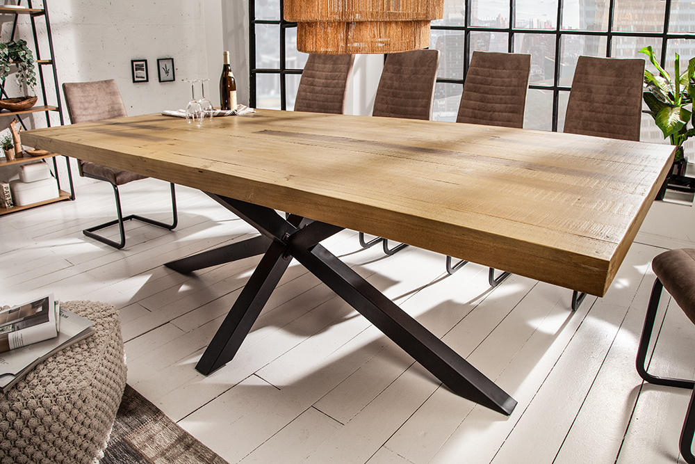 Invicta Interior Massief houten eettafel GALAXIE 200 cm vintage bruin grenen gerecycled industrieel design - 43678