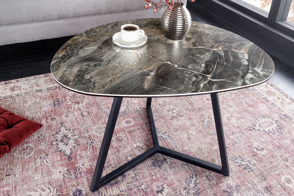 Invicta Interior Moderne salontafel MARVELOUS 70cm taupe marmeren keramiek gemaakt in Italië - 42143