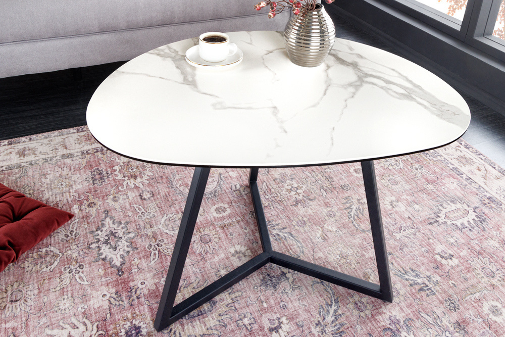 Invicta Interior Moderne salontafel MARVELOUS 70cm wit marmeren keramiek gemaakt in Italië - 42144