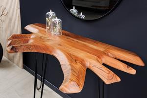 Invicta Interior Massief houten consoletafel WILD 105 cm natuurlijke acacia haarspeldpoten boomrand - 43340