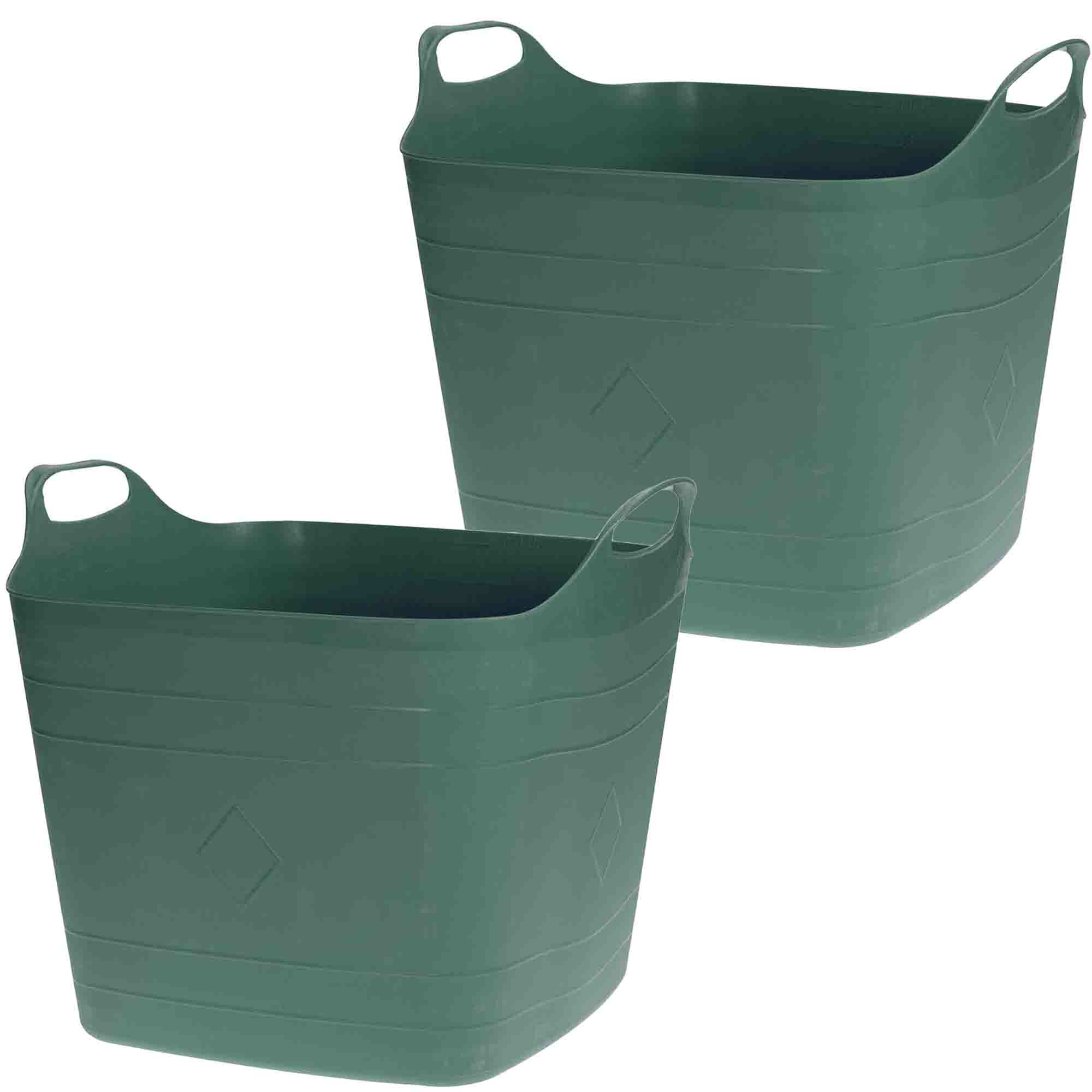 Bathroom Solutions 2x Stuks Flexibele kuip emmers/wasmanden - groen - liter - vierkant - kunststof -