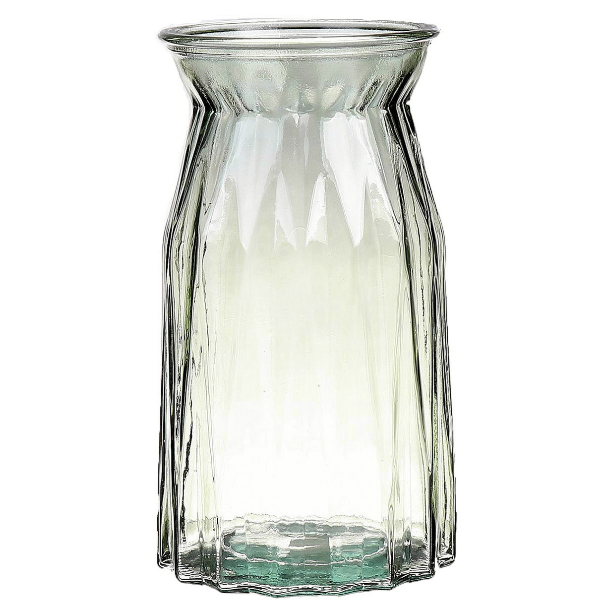 Bellatio Design Bloemenvaas - helder groen - transparant glas - D12 x H20 cm -