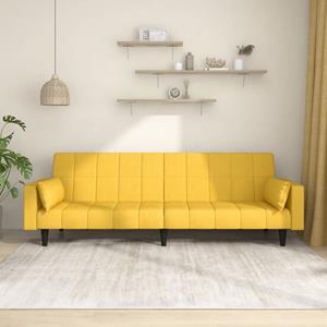 vidaXL Sofa Schlafsofa 2-Sitzer mit 2 Kissen Gelb Stoff