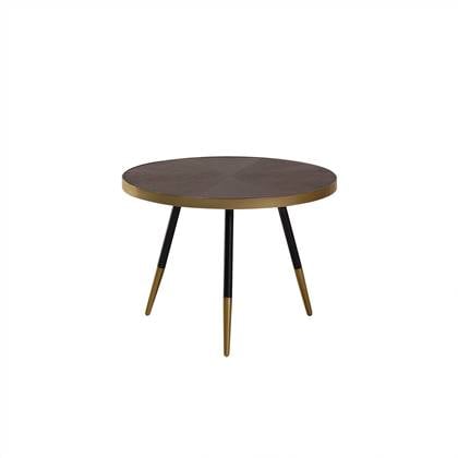 beliani Retro Couchtisch runder Tischplatte aus mdf braun/schwarz/gold Ramona - Dunkler Holzfarbton