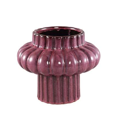 PTMD Sannee Red ceramic pot ribbed wide middle M