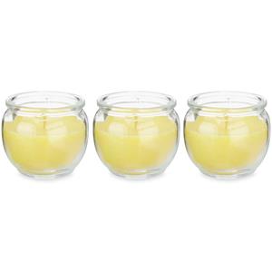 IBERGARDEN Citronella kaars in houder - 3x - glas - 20 branduren - D7.5 x H6 cm -