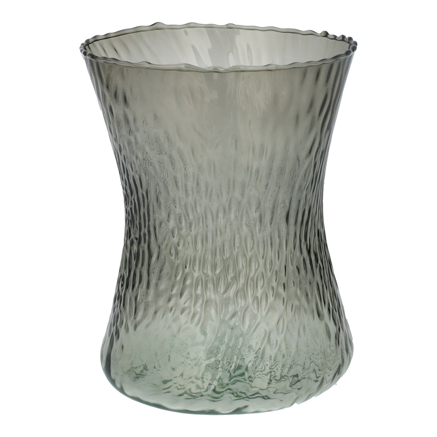 Merkloos Bloemenvaas Dion - grijs transparant glas - D16 x H20 cm - decoratieve vaas - bloemen/takken -