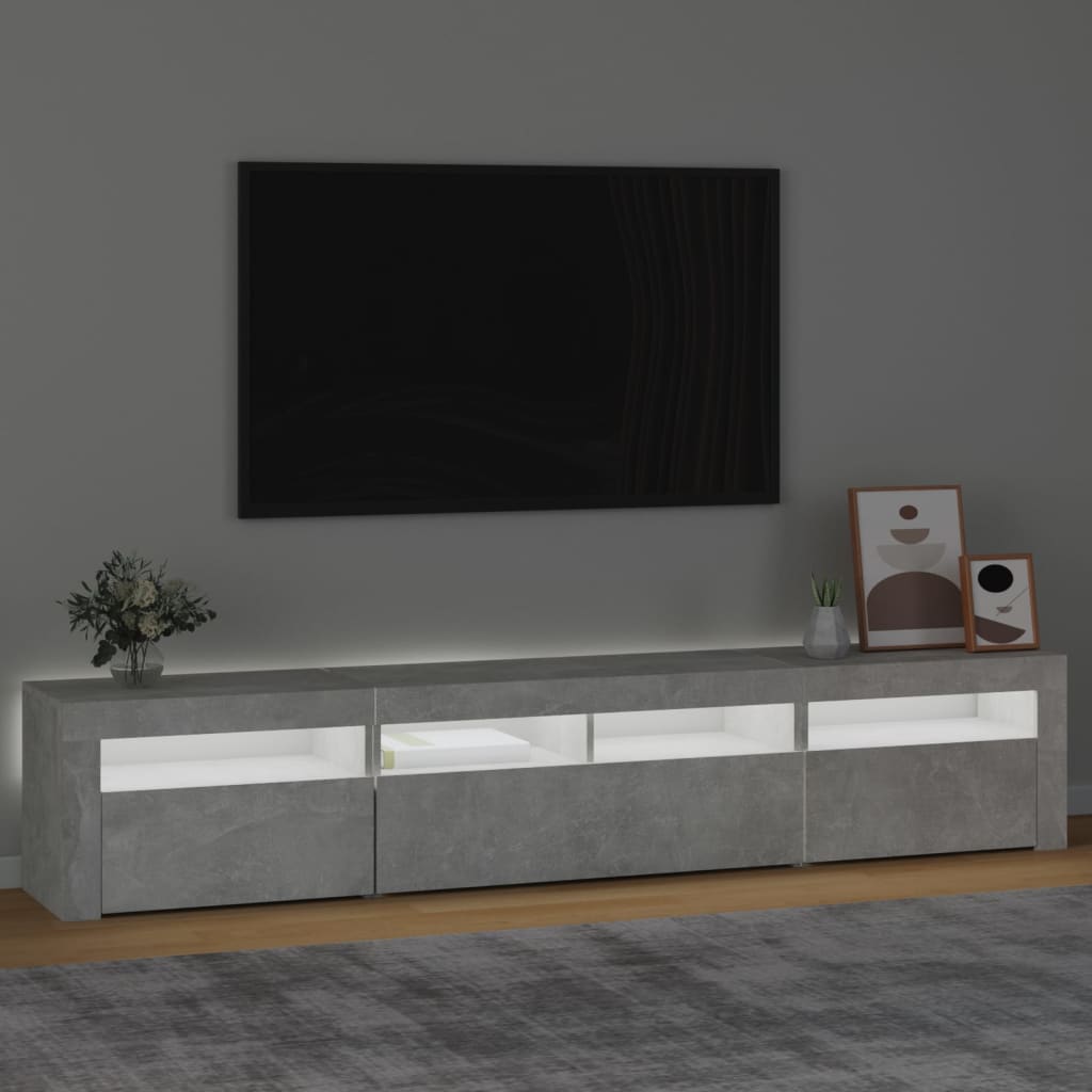 bonnevie TV-Schrank,TV-Möbel mit LED-Leuchten Betongrau 210x35x40 cm vidaXL