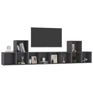 vidaXL TV-Schrank 5-tlg. TV-Schrank-Set Grau Holzwerkstoff (1-St)