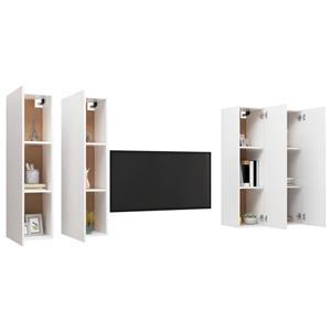 vidaXL TV-Schrank TV-Schränke 4 Stk Weiß 30,5x30x110 cm Spanplatte Lowboard Lowboard