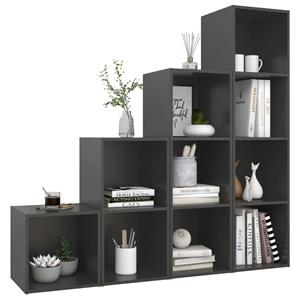 vidaXL TV-Schrank 4-tlg. TV-Schrank-Set Grau Holzwerkstoff (1-St)