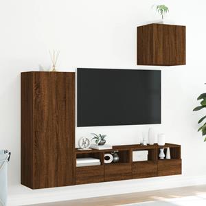 vidaXL 4-delige Tv-wandmeubelset bewerkt hout bruineikenkleurig