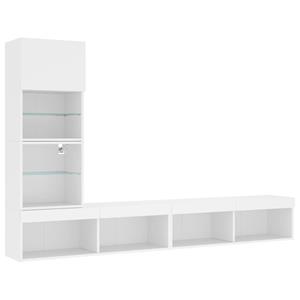 vidaXL TV-Schrank 4-tlg. Wohnwand mit LED-Beleuchtung Weiß Holzwerkstoff (1-St)