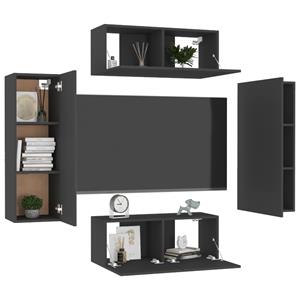 bonnevie 4-tlg. TV-Schrank-Set,TV-Möbel,TV-Möbel Schwarz Holzwerkstoff vidaXL