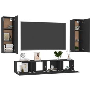 bonnevie 4-tlg. TV-Schrank-Set,TV-Möbel,TV-Möbel Schwarz Holzwerkstoff vidaXL