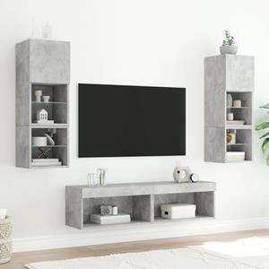 vidaXL TV-Schrank 6-tlg. Wohnwand mit LED-Beleuchtung Betongrau Holzwerkstoff (6-St)