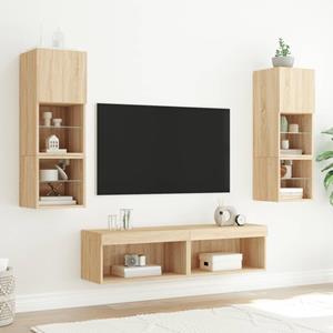 vidaXL TV-Schrank 6-tlg. Wohnwand mit LED-Beleuchtung Sonoma-Eiche Holzwerkstoff (6-St)