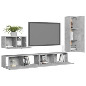 vidaXL Kleiderschrank 4-tlg TV-Schrank-Set Betongrau Spanplatte