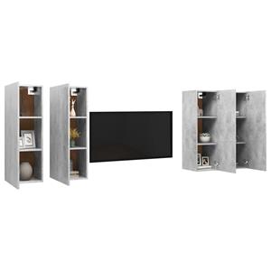 vidaXL TV-Schrank TV-Schränke 4 Stk Betongrau 30,5x30x90 cm Holzwerkstoff