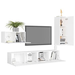 vidaXL Kleiderschrank 4-tlg TV-Schrank-Set Weiß Spanplatte