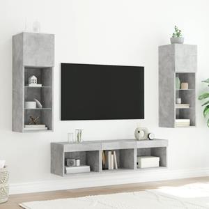 vidaXL 5-delige Tv-wandmeubelset met LED bewerkt hout betongrijs