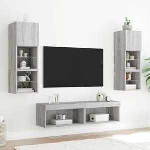 vidaXL TV-Schrank 6-tlg. Wohnwand mit LED-Beleuchtung Grau Sonoma Holzwerkstoff (6-St)