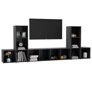 vidaXL TV-Schrank 5-tlg. TV-Schrank-Set Grau Holzwerkstoff (1-St)