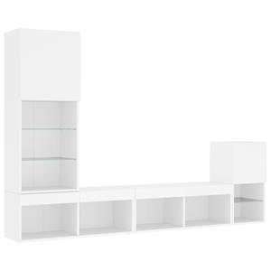 vidaXL TV-Schrank 4-tlg. Wohnwand mit LED-Beleuchtung Weiß Holzwerkstoff (1-St)