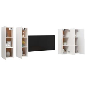 vidaXL TV-Schrank TV-Schränke 4 Stk Hochglanz-Weiß 30,5x30x90 cm Spanplatte Lowboard Low