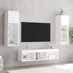 vidaXL TV-Schrank 5-tlg. Wohnwand mit LED-Beleuchtung Weiß Holzwerkstoff (5-St)