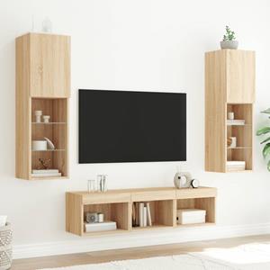 vidaXL TV-Schrank 5-tlg. Wohnwand mit LED-Beleuchtung Sonoma-Eiche Holzwerkstoff (5-St)