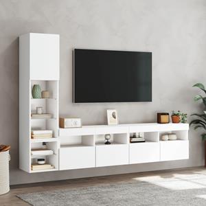 vidaXL TV-Schrank 4-tlg. Wohnwand mit LED-Beleuchtung Weiß Holzwerkstoff (1-St)