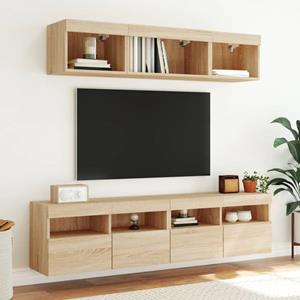 vidaXL 5-delige Tv-wandmeubelset met LED bewerkt hout sonoma eiken