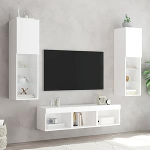 vidaXL TV-Schrank 5-tlg. Wohnwand mit LED-Beleuchtung Weiß Holzwerkstoff (5-St)