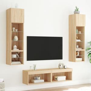 vidaXL 6-delige Tv-wandmeubelset met LED bewerkt hout sonoma eiken