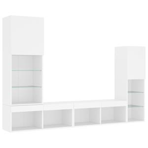 vidaXL TV-Schrank 4-tlg. Wohnwand mit LED-Beleuchtung Weiß Holzwerkstoff (1-St)