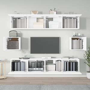 vidaXL TV-Schrank 6-tlg. TV-Schrank-Set Weiß Holzwerkstoff (6-St)