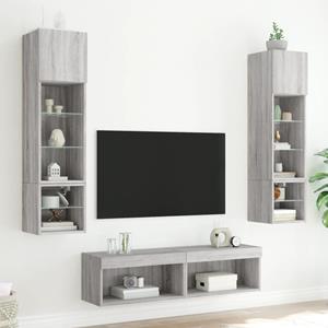 vidaXL TV-Schrank 6-tlg. Wohnwand mit LED-Beleuchtung Grau Sonoma Holzwerkstoff (6-St)