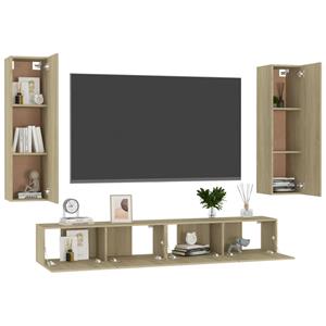 vidaXL Kleiderschrank 4-tlg TV-Schrank-Set Sonoma-Eiche Spanplatte