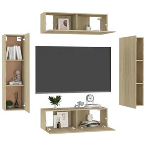 vidaXL TV-Schrank 4-tlg. TV-Schrank-Set Sonoma-Eiche Holzwerkstoff (4-St)