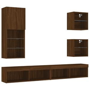 vidaXL TV-Schrank 5-tlg. Wohnwand mit LED-Beleuchtung Braun Eichen-Optik (1-St)