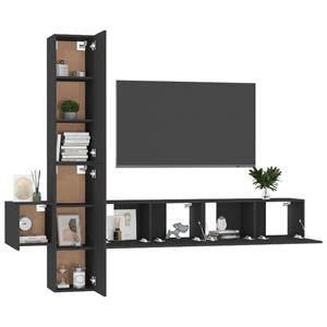 vidaXL TV-Schrank 5-tlg TV-Schrank-Set Schwarz Holzwerkstoff