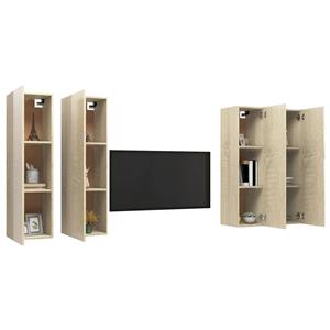 vidaXL TV-Schrank TV-Schränke 4 Stk Sonoma-Eiche 30,5x30x110 cm Spanplatte Lowboard Lowb