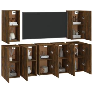 vidaXL TV-Schrank TV-Schränke 7 Stk Räuchereiche 30,5x30x60 cm Holzwerkstoff Lowboard Fe