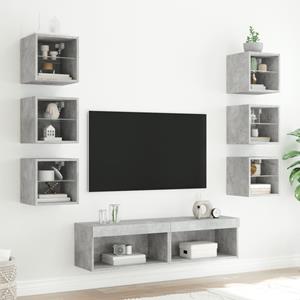 vidaXL TV-Schrank 8-tlg. Wohnwand mit LED-Beleuchtung Betongrau Holzwerkstoff (8-St)