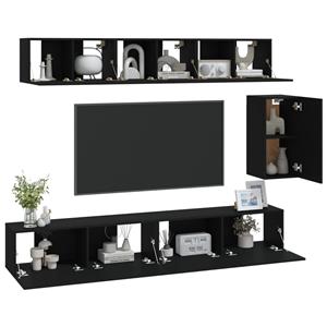 vidaXL TV-Schrank 6-tlg. TV-Schrank-Set Schwarz Holzwerkstoff (6-St)