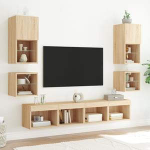 vidaXL TV-Schrank 8-tlg. Wohnwand mit LED-Beleuchtung Sonoma-Eiche Holzwerkstoff (8-St)