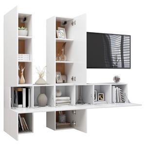 vidaXL TV-Schrank 7-tlg. TV-Schrank-Set Weiß Holzwerkstoff (7-St)