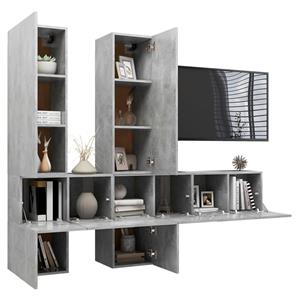 vidaXL TV-Schrank 7-tlg. TV-Schrank-Set Betongrau Holzwerkstoff (7-St)