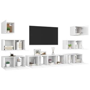 vidaXL TV-Schrank 8-tlg. TV-Schrank-Set Weiß Holzwerkstoff (8-St)